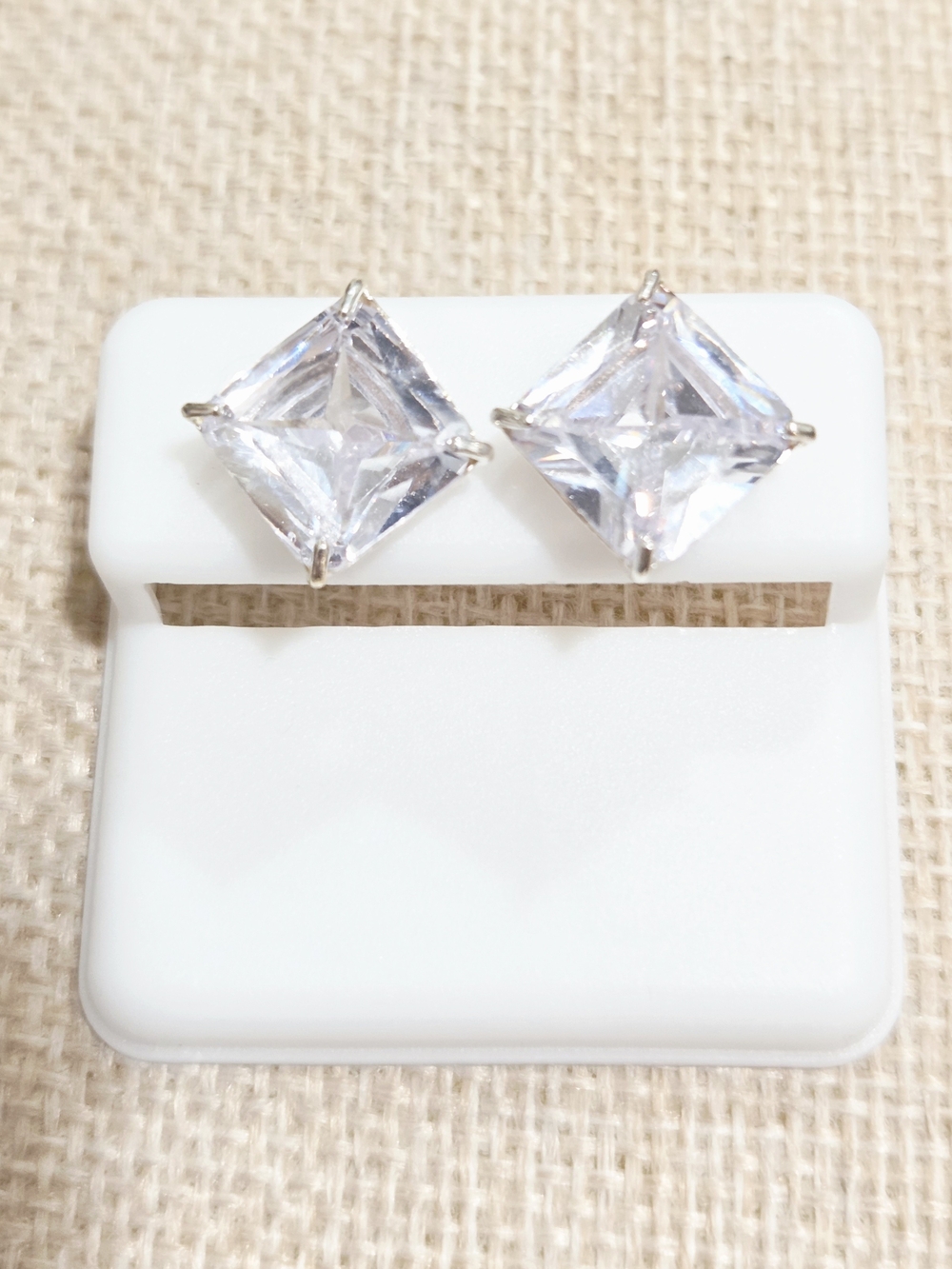 Classic Clear Square CZ Stud Earrings - Clear